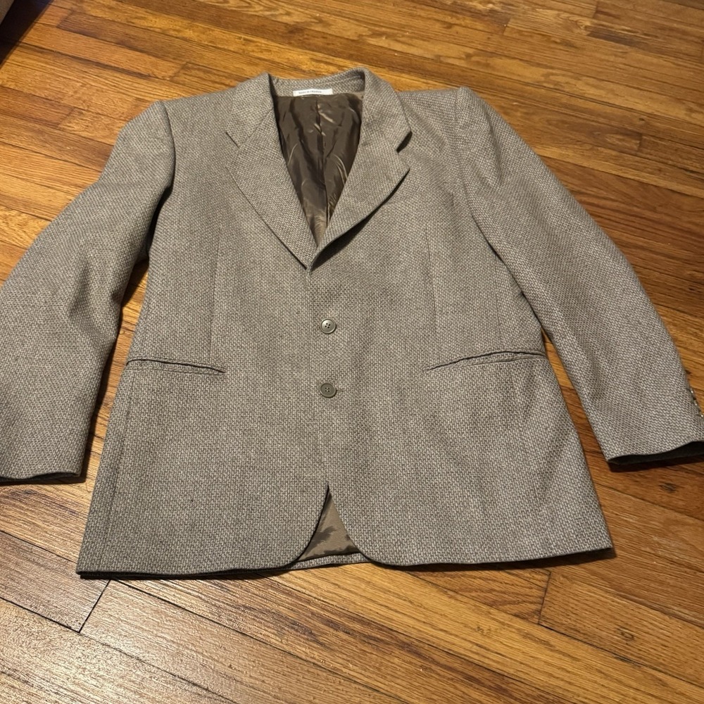 Yves Saint Laurent Mens Wool Tweed Blazer Jacket Made France Sz 42 Gray Vintage